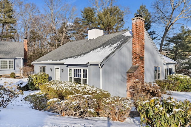 view of snow covered exterior