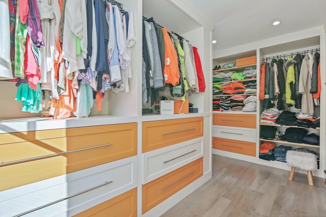 walk in closet featuring light wood-type flooring