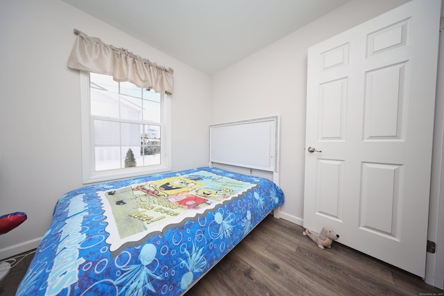 bedroom featuring dark hardwood / wood-style floors