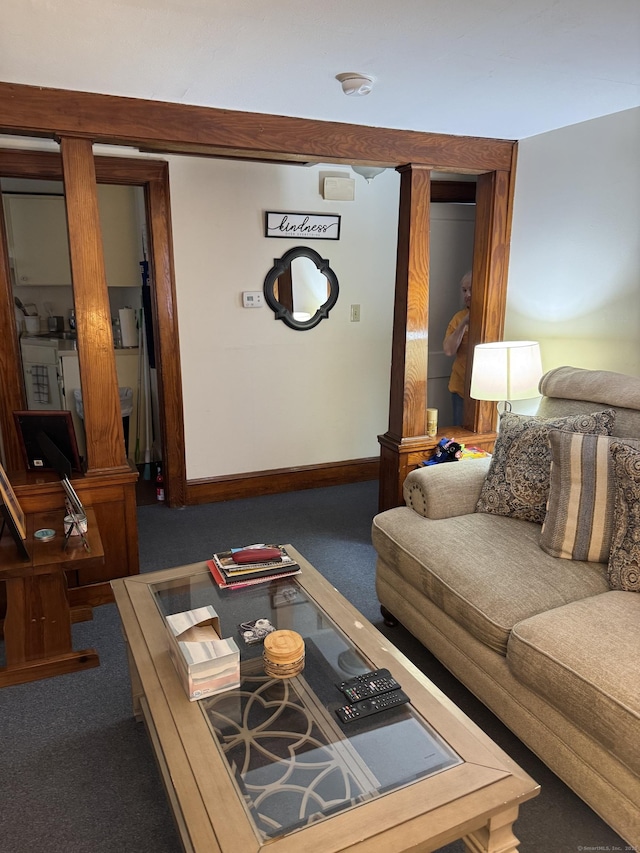 living room featuring carpet flooring