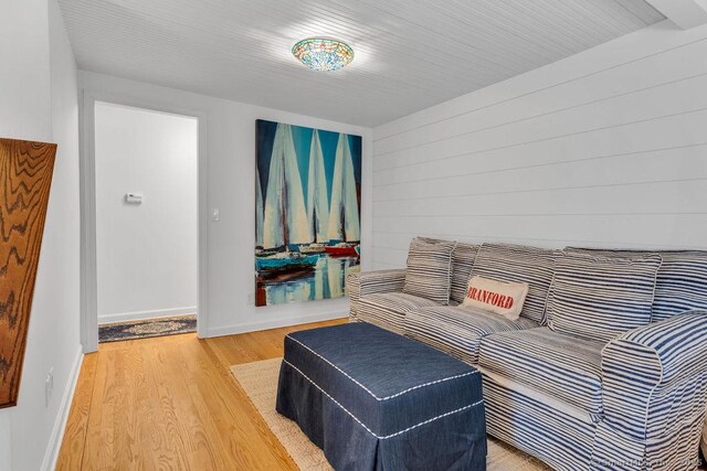 living room featuring light wood-type flooring