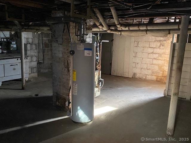 basement with gas water heater