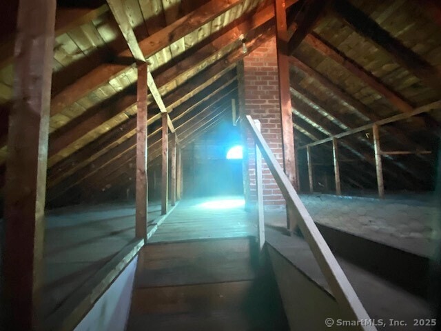 view of unfinished attic