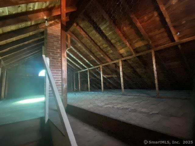 view of unfinished attic