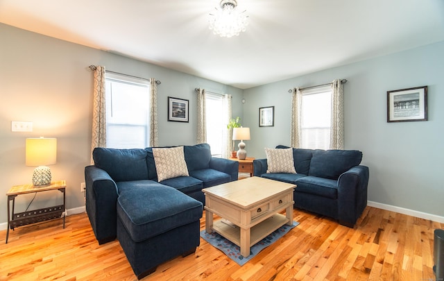 living room featuring light hardwood / wood-style flooring