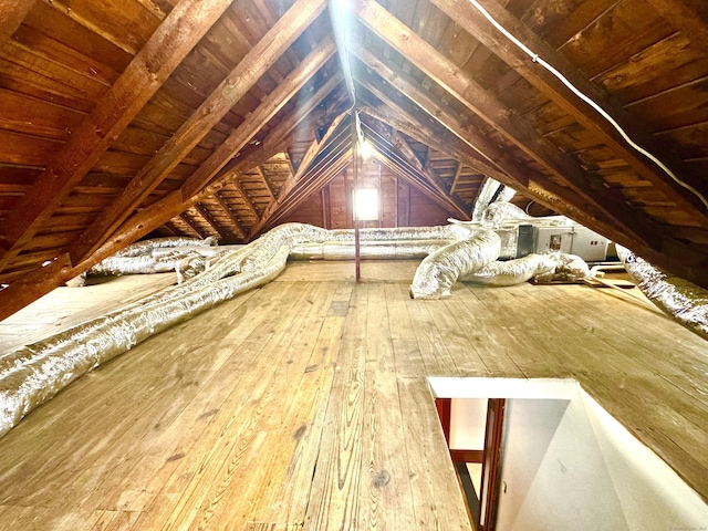 view of unfinished attic