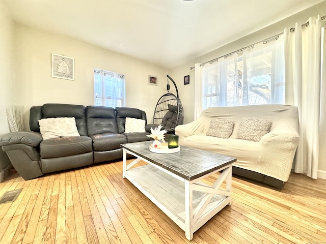 living room featuring light hardwood / wood-style flooring