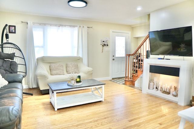 living room featuring light hardwood / wood-style flooring