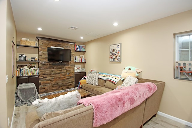 living room featuring light wood-type flooring