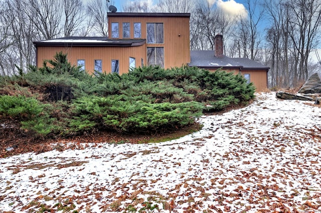 view of snow covered exterior