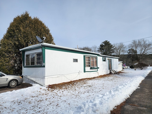 view of snow covered exterior