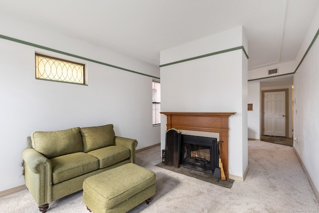 living room with carpet and a wealth of natural light