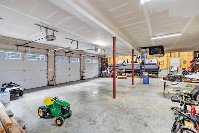 garage with a garage door opener