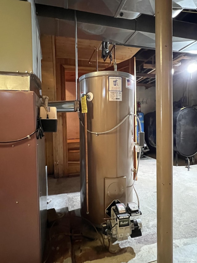 utility room with water heater