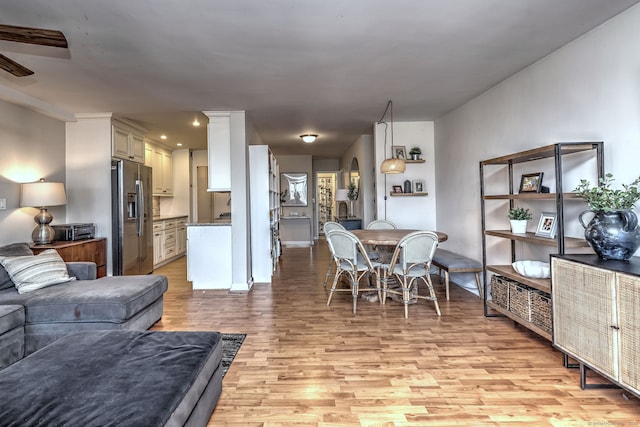 living room featuring light hardwood / wood-style flooring