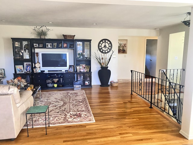 living room with hardwood / wood-style flooring