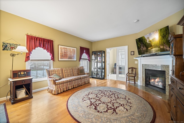 living room featuring light hardwood / wood-style floors