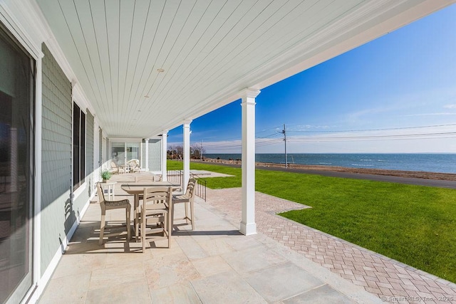 464 Park Blvd, Stratford, CT 06615 - view of patio featuring a water view and outdoor dining space