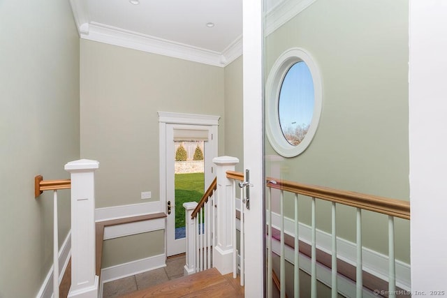 464 Park Blvd, Stratford, CT 06615 - stairs with baseboards and ornamental molding