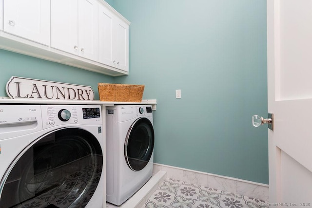 464 Park Blvd, Stratford, CT 06615 - laundry area with cabinet space, baseboards, and washing machine and clothes dryer