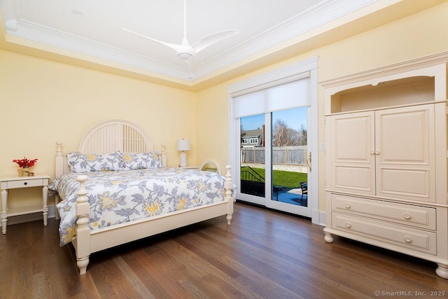 464 Park Blvd, Stratford, CT 06615 - bedroom featuring ornamental molding, access to outside, and dark wood-style flooring