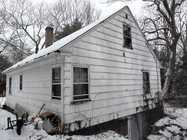 view of snow covered exterior