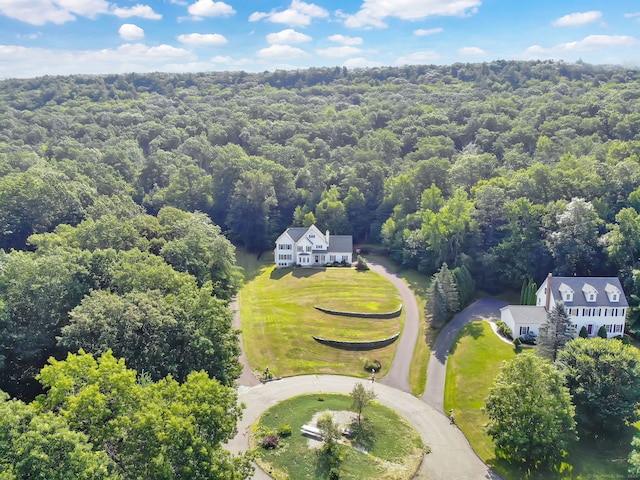 bird's eye view with a forest view