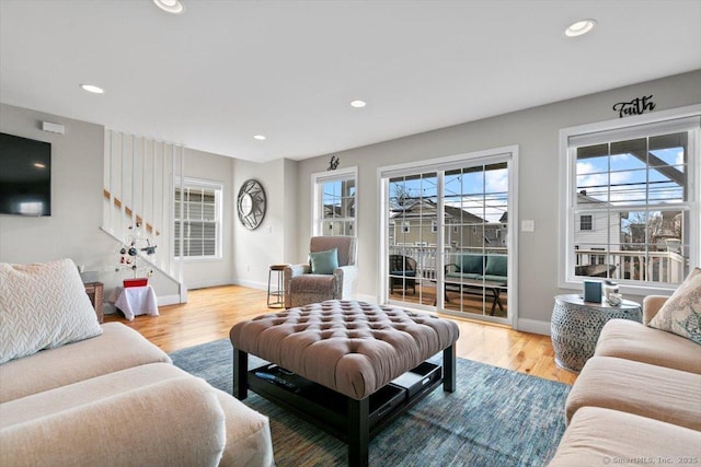 living room featuring light hardwood / wood-style floors