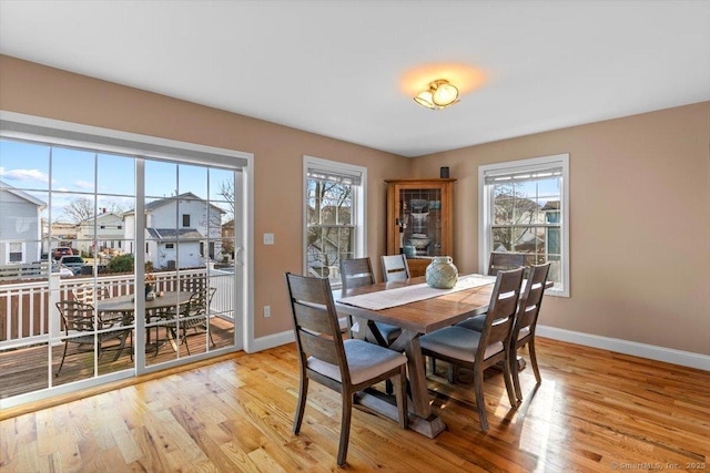 dining room featuring a healthy amount of sunlight and light wood-type flooring