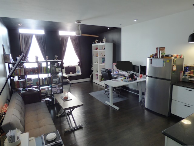 living room featuring dark hardwood / wood-style floors