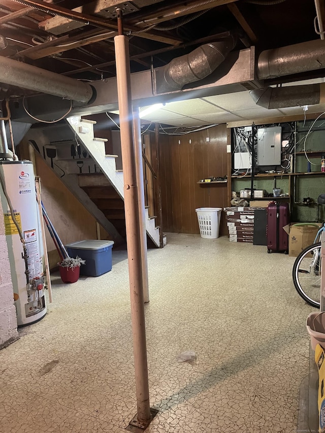 basement with gas water heater