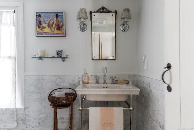 4 Main St, Salisbury, CT 06068 - bathroom with tile walls and a wainscoted wall