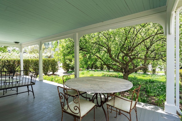 4 Main St, Salisbury, CT 06068 - wooden terrace featuring outdoor dining space