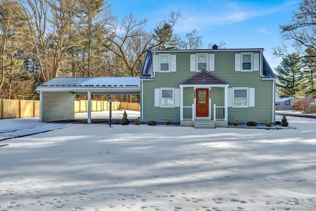 view of front of home featuring a carport