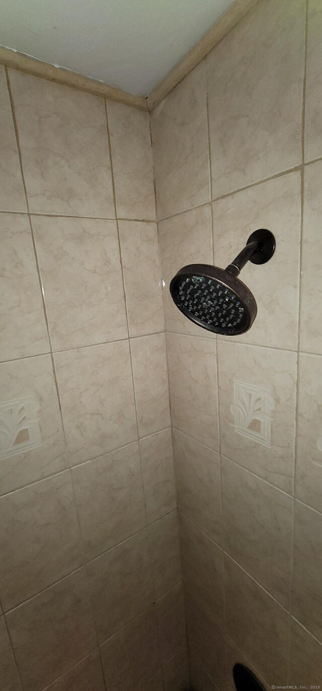 details with a tile shower