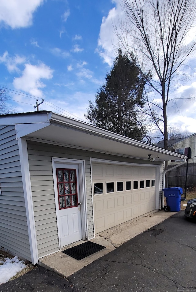 view of garage