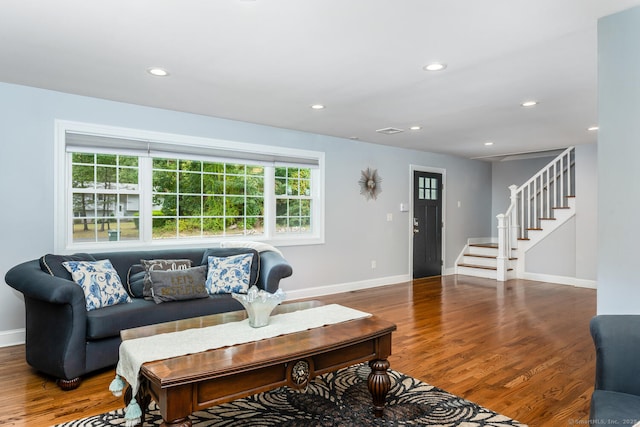 living room featuring wood-type flooring