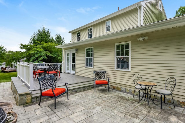 view of patio / terrace featuring french doors and a deck