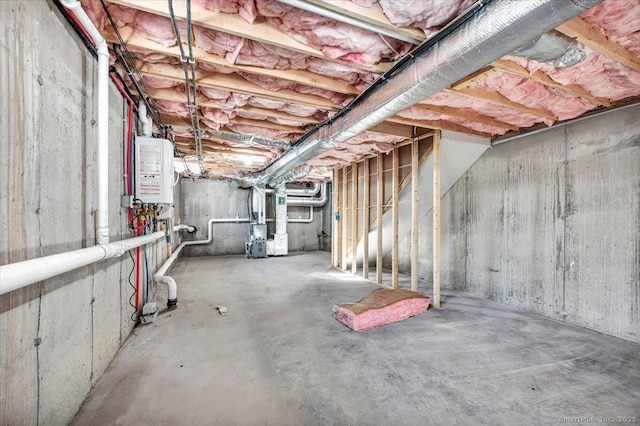 basement with water heater