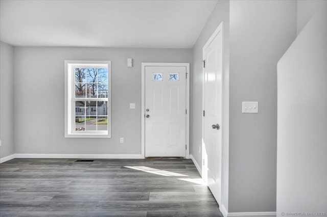 entrance foyer with dark wood-type flooring