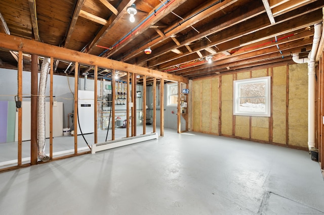 basement with a baseboard radiator