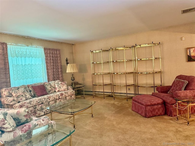 62 Rte 6n Rte, Carmel, NY 10541 - living area with carpet, a baseboard heating unit, and visible vents