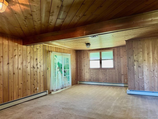 62 Rte 6n Rte, Carmel, NY 10541 - empty room with carpet, a baseboard heating unit, and wooden ceiling