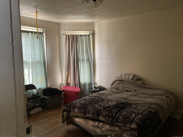 bedroom featuring wood finished floors