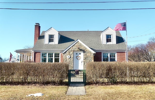 view of new england style home