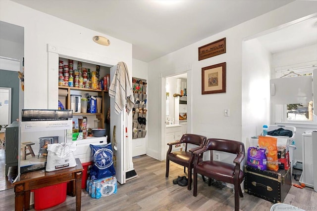 living area featuring hardwood / wood-style floors