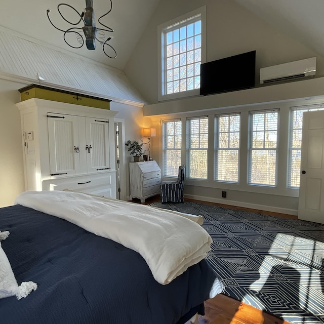 44 Brook St, Groton, CT 06340 - bedroom featuring high vaulted ceiling and an AC wall unit