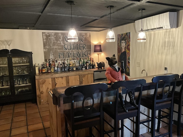44 Brook St, Groton, CT 06340 - bar with wet bar, pendant lighting, and a wall mounted AC