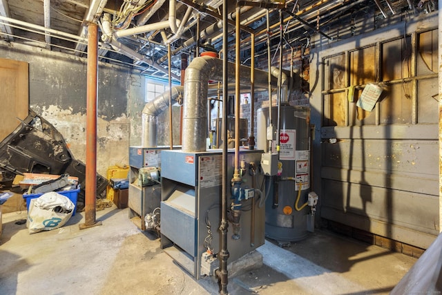 utility room with water heater