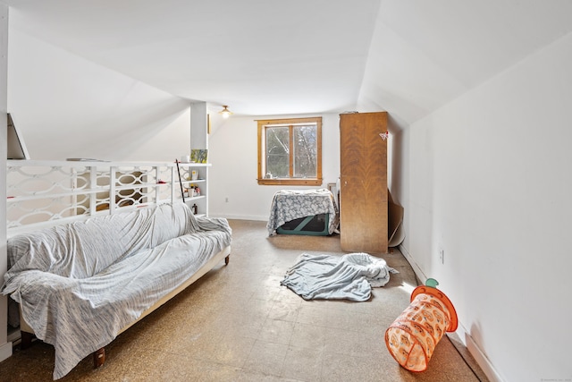 bedroom with vaulted ceiling